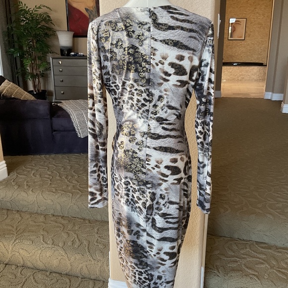 Cache Animal Print Dress with Gold Hardware - Medium - Picture 5 of 7